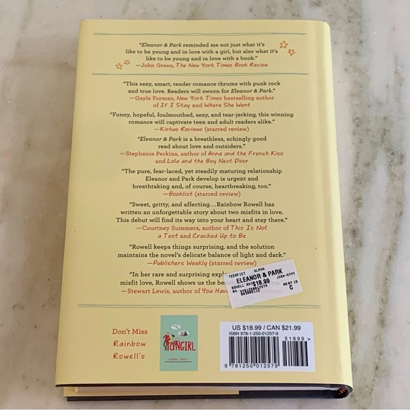 Eleanor & Park by Rainbow Rowell Hardcover Book #1 New York Times List! - Picture 3 of 3